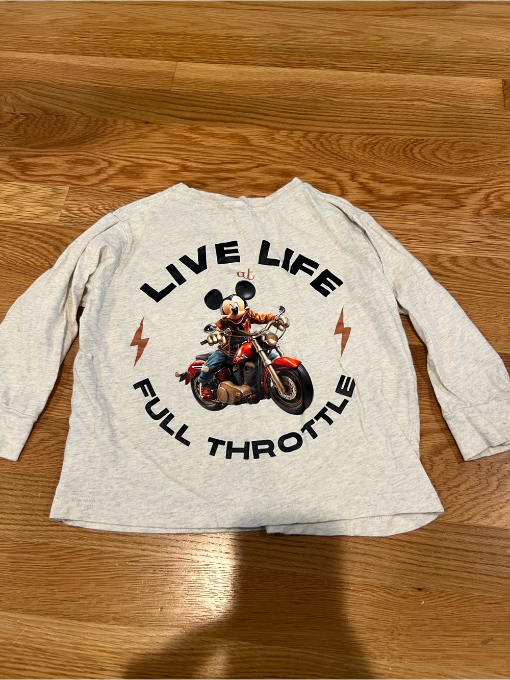 Mickey Mouse Live Life Full Throttle Long-Sleeve Tee - Light Heather Gray